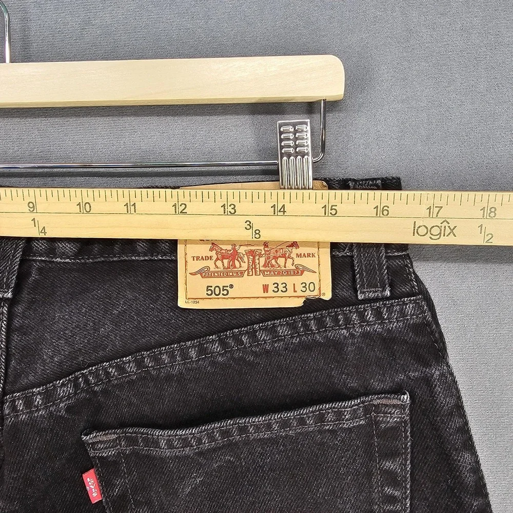 Levis 505 Jeans Mens 33x23 Black Denim‎ Regular Fit Straight Leg